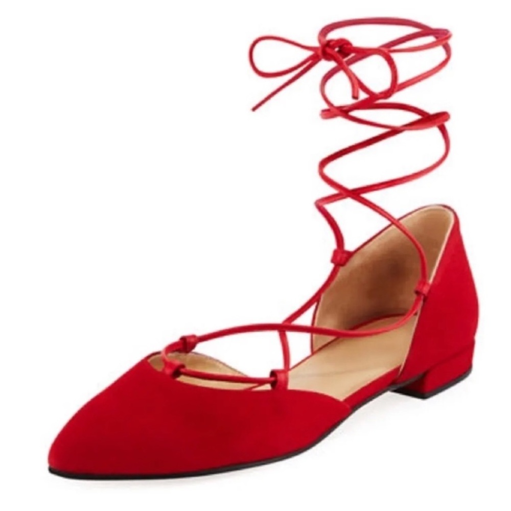 Stuart Weitzman Red Gilligan Lace-up D'orsay
Flats. Size 7 1/2 good condition!
